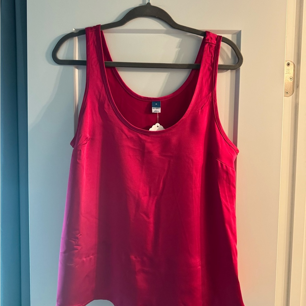 Hot Pink Silky Tank—Size Medium NWOT